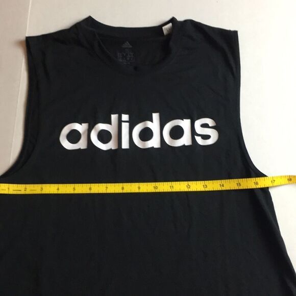 ADIDAS Black Logo Loose Muscle Tank Top Active Work-Out Sz Small - Picture 10 of 15
